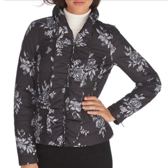 White House Black Market Jackets & Blazers - WHITE HOUSE BLACK MARKET |‎ Women's Floral Quilted Full Zip Puffer Jacket, M
